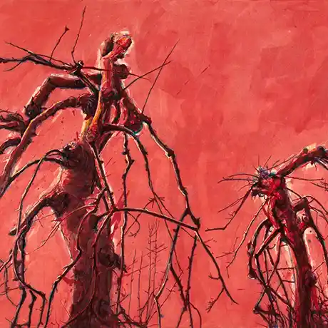 Darek Kondefer series of painting art works - red tree, Art Cologne 2023
