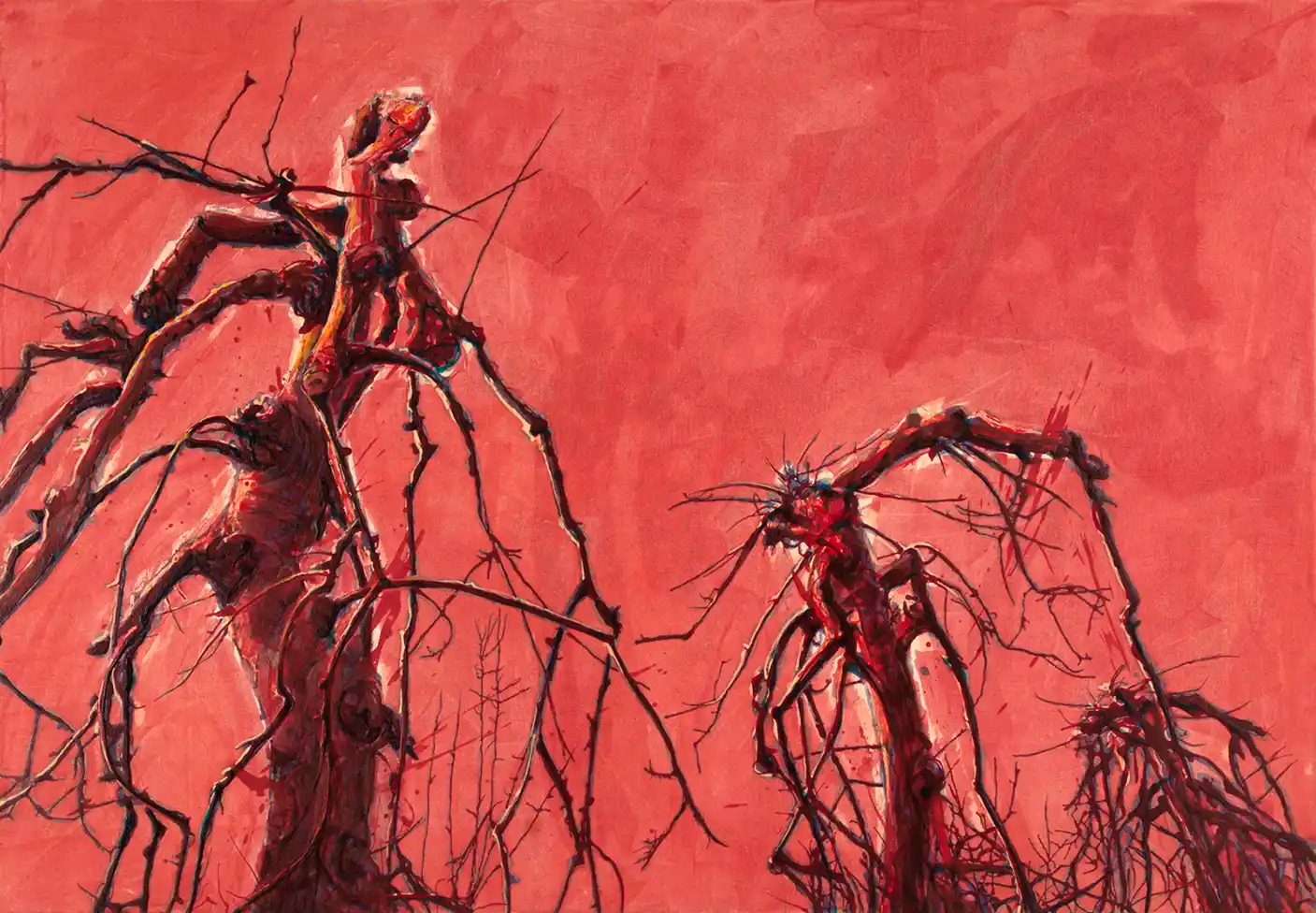 Exclusive Contemporary Image: Acrylic Painting Red Tree - Metropolitan Museum of Art Private Collection
